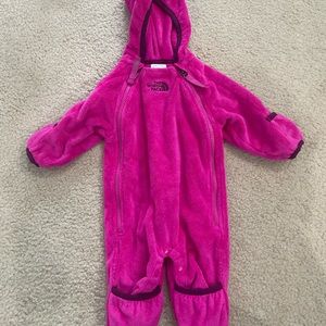 0-3 months pink north face bodysuit